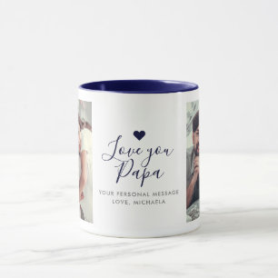 Caneca personalizada moderna "Amo-te Papá" 2-Fotos