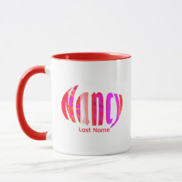 Caneca Personalizada "Nancy" em rosa vermelho vibrante, l