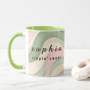 Caneca Personalizada Ondulada Pastel Estética - Ve