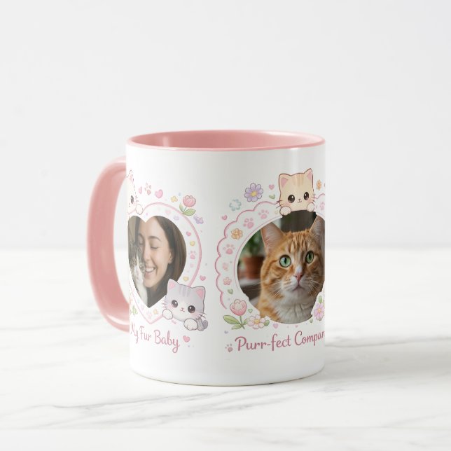 Caneca Personalizada para Amantes de Gatos com 3 F (Frente Esquerda)