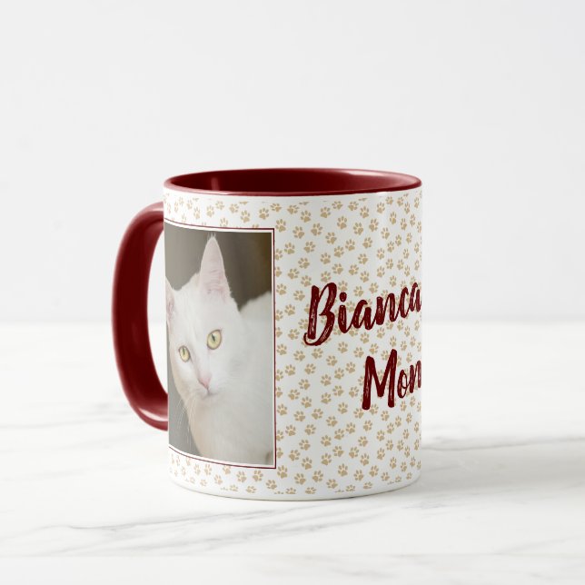 Caneca personalizada para mãe de gato com foto mar (Frente Esquerda)