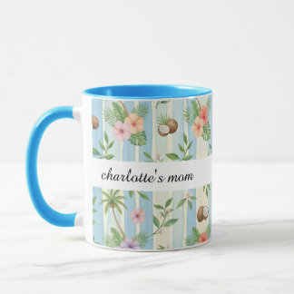 Caneca Personalizada para Mãe Tropical Floral Nome