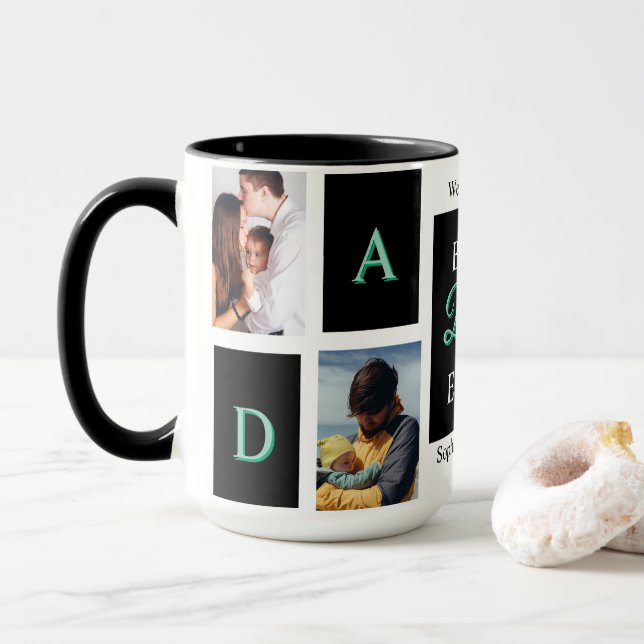 Caneca Personalizada Preta Melhor Pai do Mundo com (Com Donut)