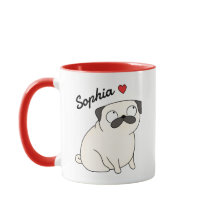 Caneca Personalizada Pug, copo personalizado pug c