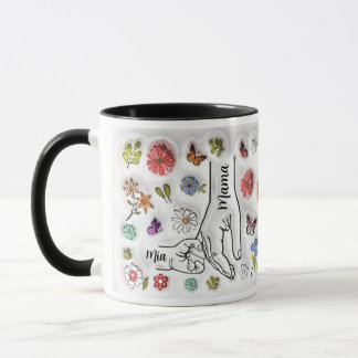 Caneca Personalizada segurando a mão da mãe - 1 filho