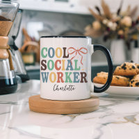 Caneca Personalizada Social Worker Legal Retro Coq