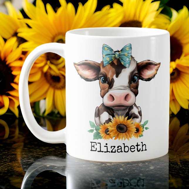Caneca Personalizada Vaca Fofa, Presente de Aniver (gift for mom, gift for girl, birthday gift for her, gift for women, daughter birthday gift, cute cow)