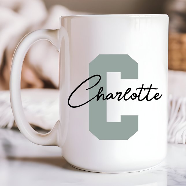 Caneca Personalizada Verde Sage, Presente do Dia d (personalized coffee mug, custom anniversary gift, custom name gift, mug for mom, custom mom mug)