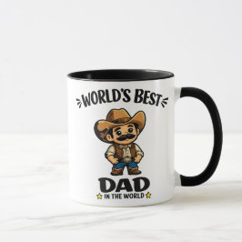 Caneca Personalizado Cartoon Cowboy Pai do Mundo 