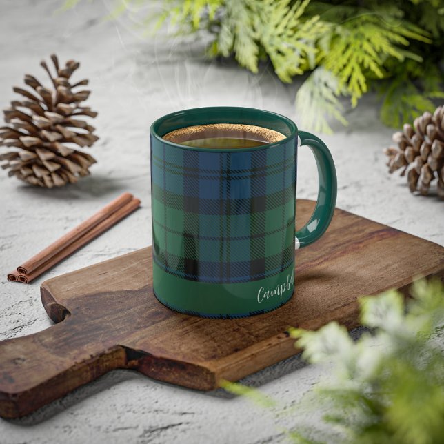 Caneca Personalizado do Clan Campbell Tartan do Script Ru (Rustic Elegant Plaid Campbell Tartan 11oz Coffee Mug)