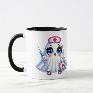 Caneca Personalizado Enfermeira Fantasma Fofo Halloween 