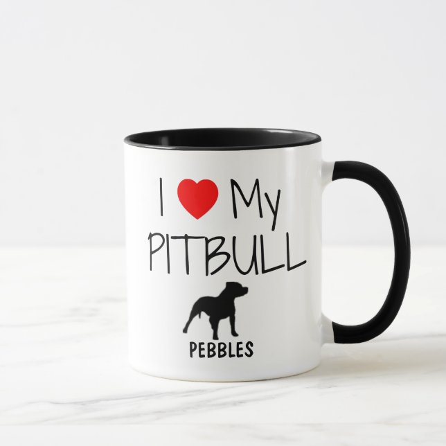 Caneca Personalizado Eu Amo Meu Pitbull (Direita)