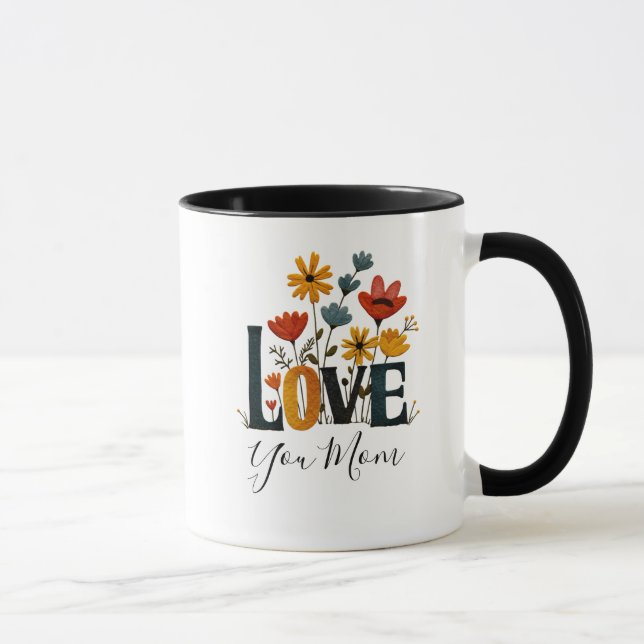 Caneca Personalizado Floral Ama Você Mamãe  (Direita)
