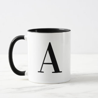 Caneca Personalizado Moderno Monograma Preto Letra A Pers