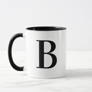 Caneca Personalizado Moderno Monograma Preto Letra B Pers