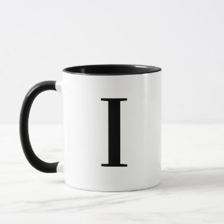 Caneca Personalizado Moderno Monograma Preto Letra I Pers