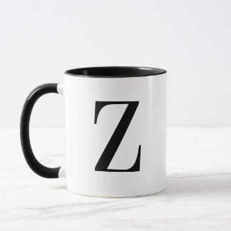 Caneca Personalizado Moderno Monograma Preto Letra Z Pers