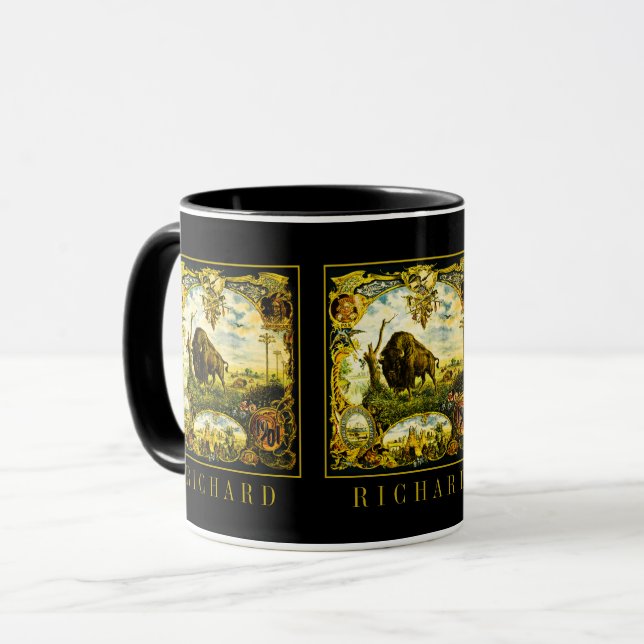 Caneca Personalizado Pan Am Expo Bison Buffalo Nativo Ame (Frente Esquerda)