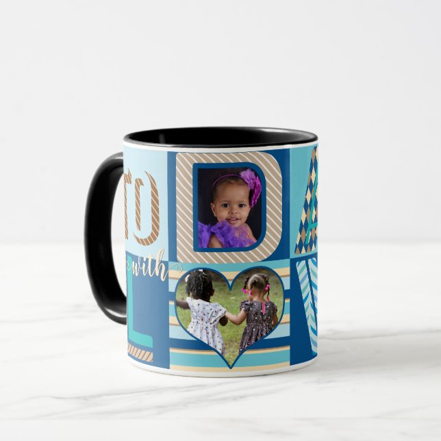 Caneca Personalizado para PAI com a Colagem de Fotos do A (Frente Esquerda)