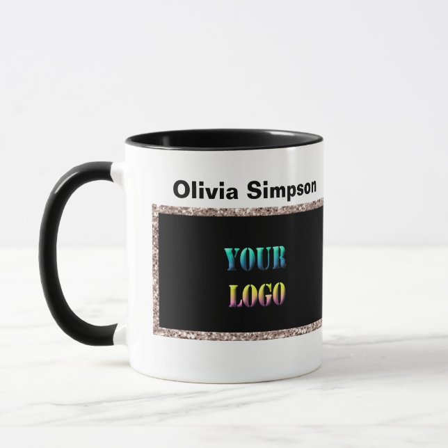 Caneca Personalizado seu espaço de texto de logotipo nome (Esquerda)