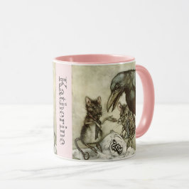Caneca Personalizado Seu Nome Vintage Crow Mice Rackham
