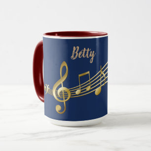 Caneca Personalizado, Símbolos Musicais, Blue & Red Comb