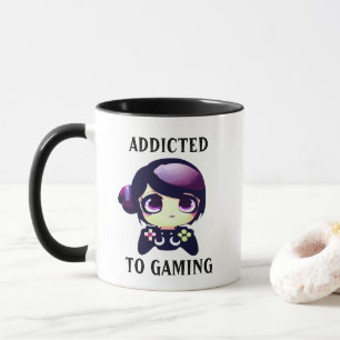 Caneca Personalizado viciado em jogos para a garota kawai
