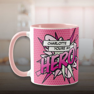 Caneca Personalizado, você é o meu HERO Cômico, rosa