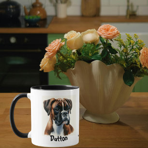 Caneca Personalizar /Cute Boxer Aquarela Retrato