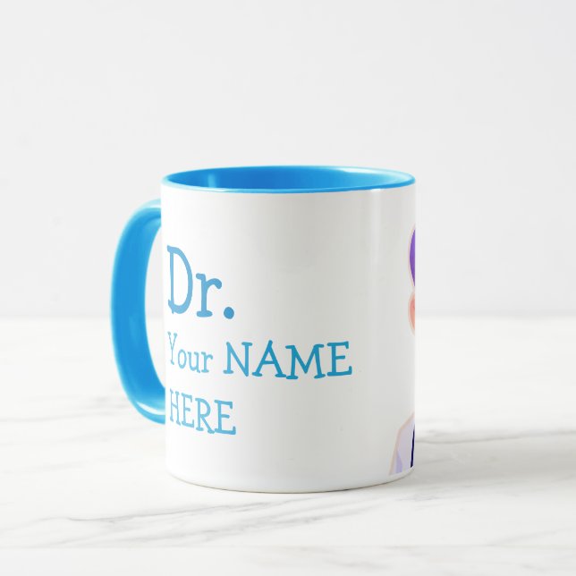 Caneca Personalizar Dr.  (Seu Nome) PhD Graduação Café Mu (Frente Esquerda)
