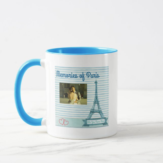 Caneca Personalizar Memórias de Paris Com Você Nome da Fo (Esquerda)