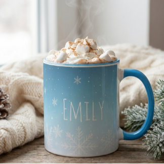Caneca personalizar nome floco de neve inverno vibração c