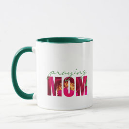 Caneca Personalizar nota "Rezando Mãe" Cristão Floral
