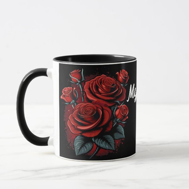 Caneca Personalizar Texto do Nome Atordoamento Rosa verme (Esquerda)