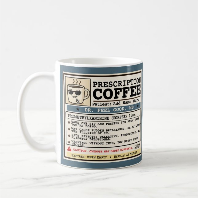 Caneca Personalizável de Café RX Prescrição Engraç (Esquerda)