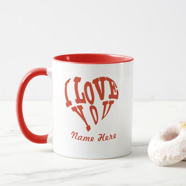Caneca Personalize Dia dos Namorados Coração Eu Te Amo (Com Donut)