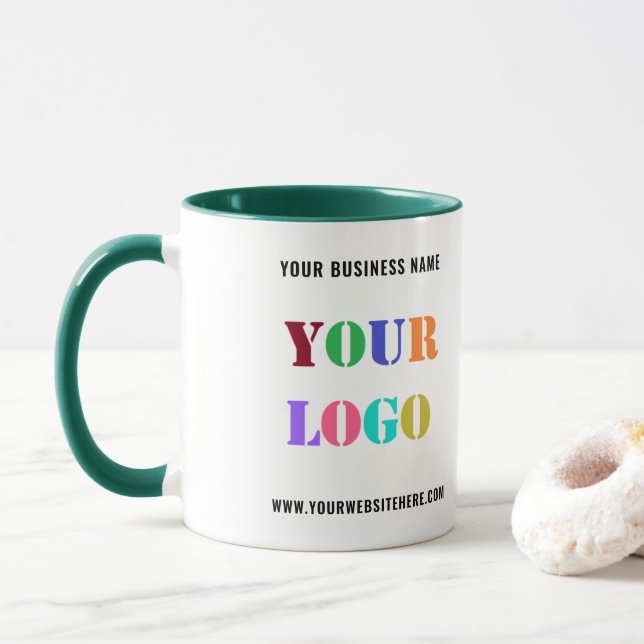 Caneca Personalize o logotipo da sua empresa Texto para p (Com Donut)