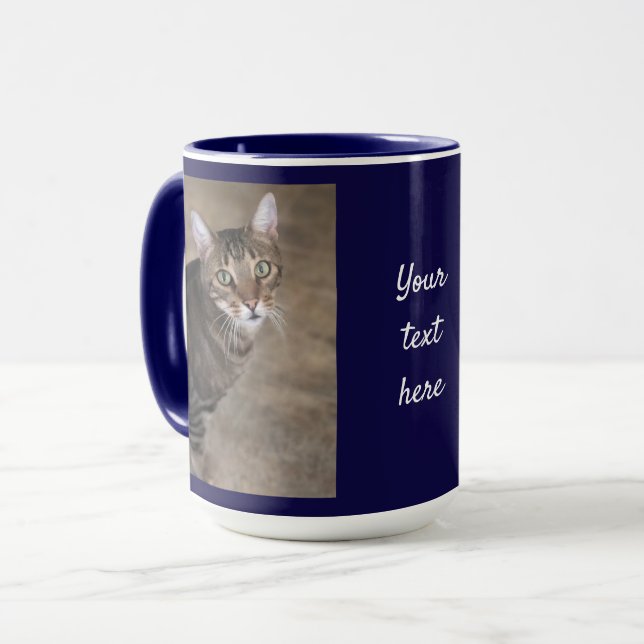 Caneca Personalize o Marinho de FOTOGRAFIA e TEXTO Azul P (Frente Esquerda)