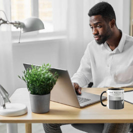 Caneca Personalize o Pai Black White Stripe que você é es