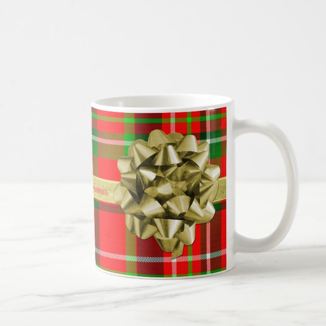 Caneca Personalize: Presente e fitas de Natal do Tartan (Direita)
