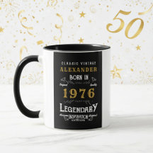 Personalized 50th Birthday Born 1976 Vintage Black