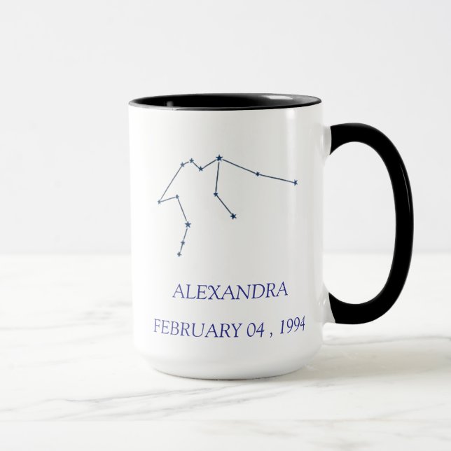 Caneca Personalized Aquarius Constellation Mug - Custom S (Direita)