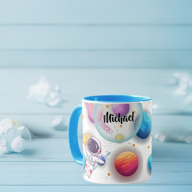 Caneca Personalized Astronaut & Planets Kids Mug (Criador carregado)