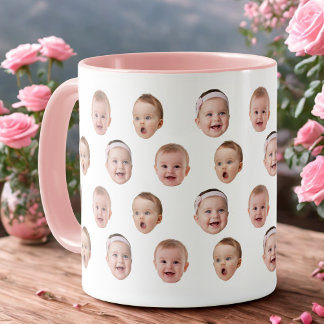 Caneca Personalized Baby Photo Coffee Mug, 3 Faces