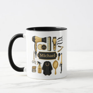 Caneca Personalized Barber Tools Custom Name Coffee Mug