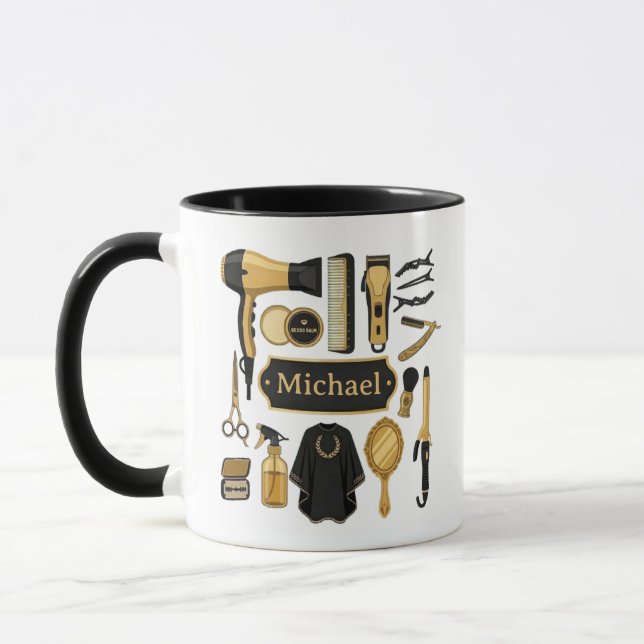 Caneca ​Personalized Barber Tools Custom Name Coffee Mug (Esquerda)