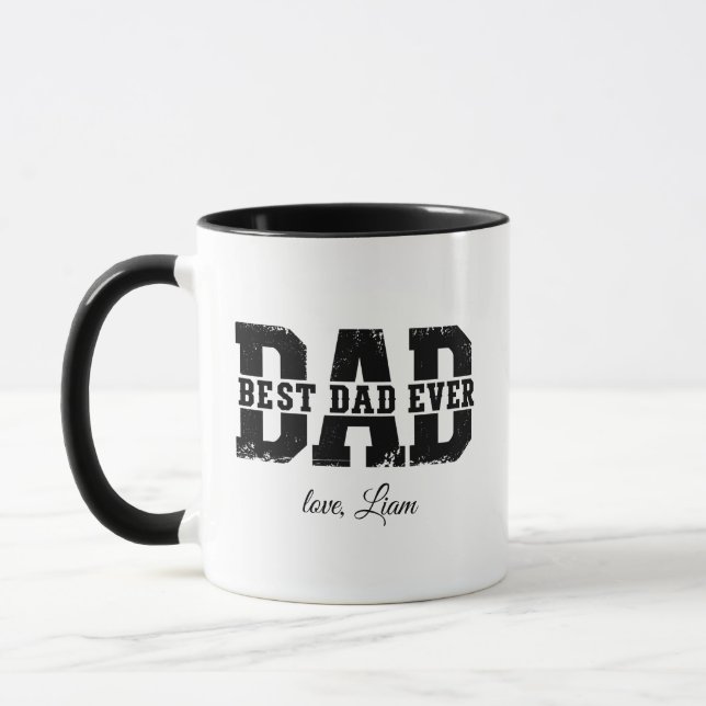 Caneca Personalized Best Dad Ever Photo Collage Black Mug (Esquerda)