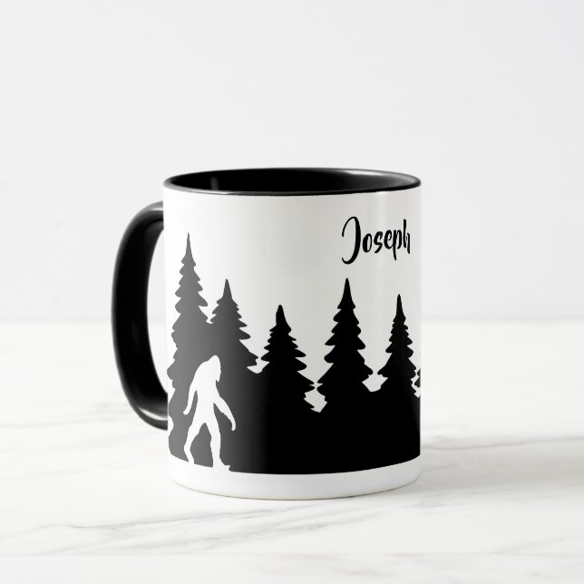Caneca Personalized Bigfoot Sasquatch Silhouette Forest (Frente Esquerda)