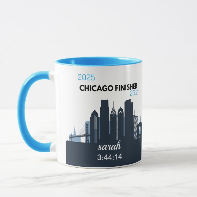 Caneca Personalized Chicago Marathon Gift For Marathoner (Esquerda)