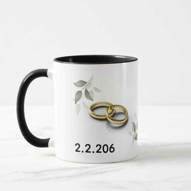 Caneca Personalized Couple Initials Mug with Wedding Date (Esquerda)